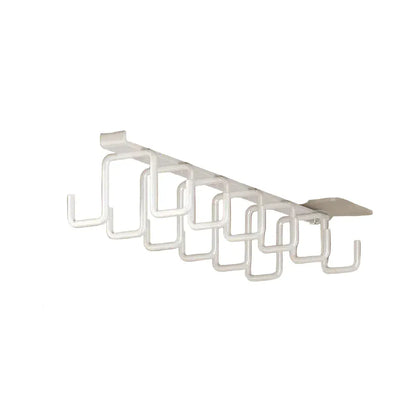 Support de Mugs Sous Étagère – Crochet Mural Multi-Crochets en Fer Sans Perçage, Double Rangée pour Cuisine Blanc