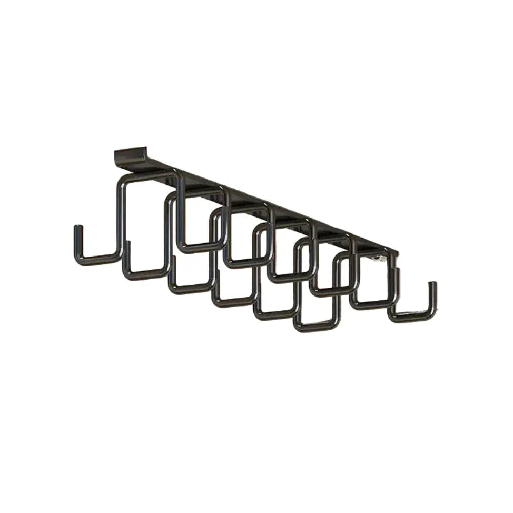 Support de Mugs Sous Étagère – Crochet Mural Multi-Crochets en Fer Sans Perçage, Double Rangée pour Cuisine Noir