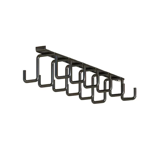 Support de Mugs Sous Étagère – Crochet Mural Multi-Crochets en Fer Sans Perçage, Double Rangée pour Cuisine Noir