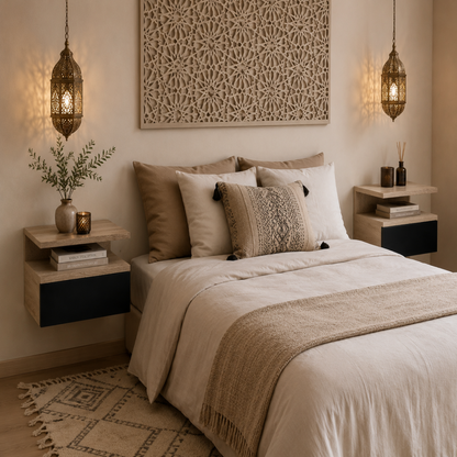 Tables de Chevet Suspendues Chêne & Noir – Style Marocain Contemporain 3