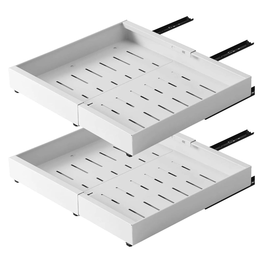 Tiroir de Rangement Coulissant pour Placard Blanc 2 pièces