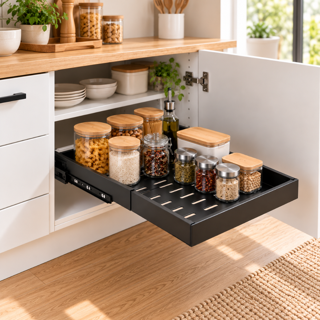 Tiroir de Rangement Coulissant pour Placard Noir 1