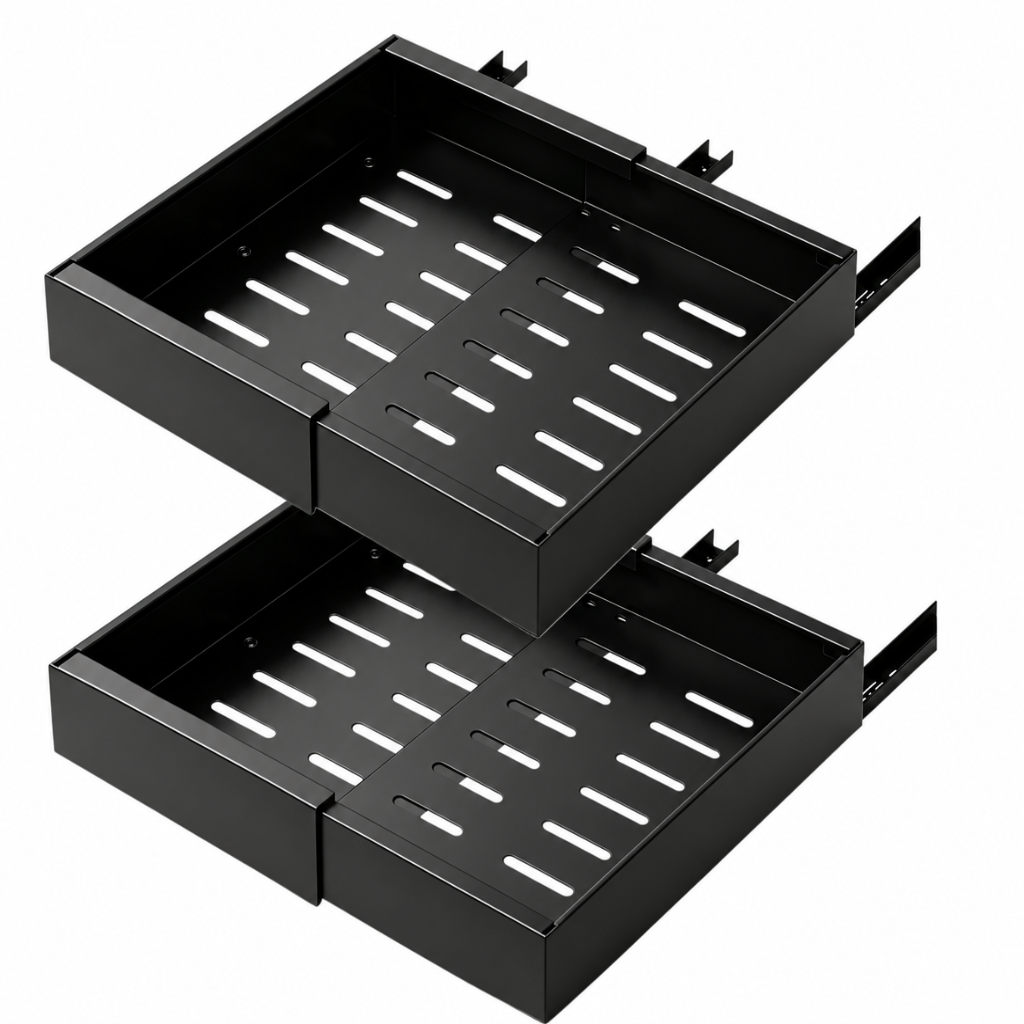 Tiroir de Rangement Coulissant pour Placard Noir 2 pièces
