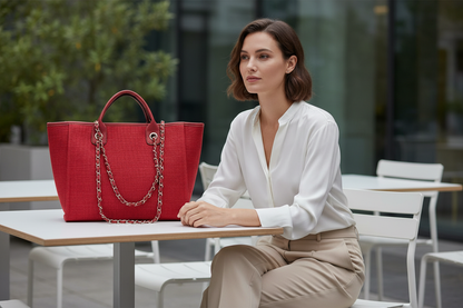 Tote Bag Femme Cabas Canvas Chaîne Argentée Grande Capacité 2