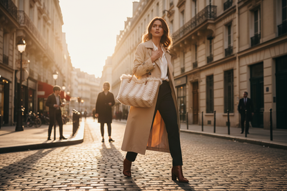 Tote Bag Femme Cabas Lin Tissé Franges Boho Grand Format Spacieux 2 