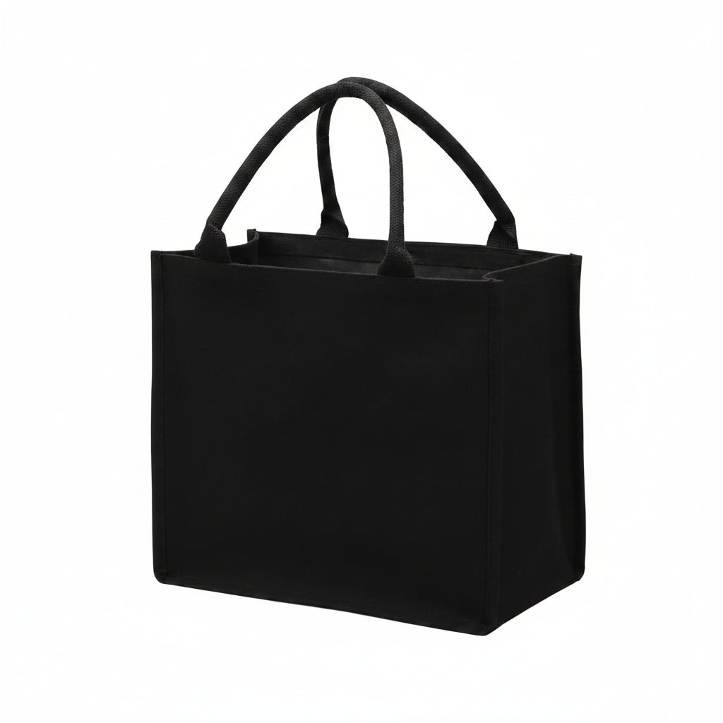 Tote Bag Femme Canvas Noir Épais Grande Capacité Cabas Polyvalent Résistant 35,5x19x31,5cm