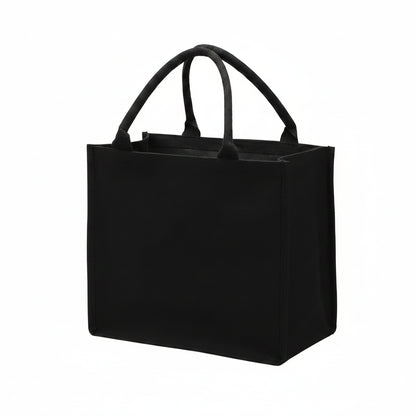 Tote Bag Femme Canvas Noir Épais Grande Capacité Cabas Polyvalent Résistant 35,5x19x31,5cm