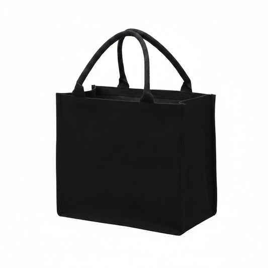 Tote Bag Femme Canvas Noir Épais Grande Capacité Cabas Polyvalent Résistant 35,5x19x31,5cm