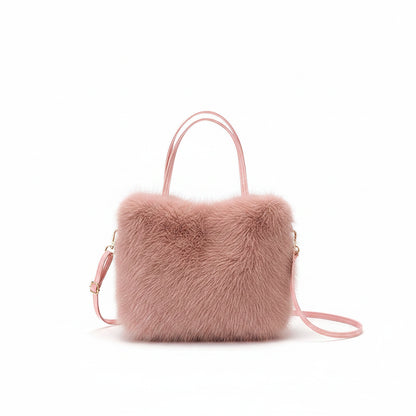 Tote Bag Femme Fourrure Synthétique – Sac Cabas Tendance, Doux et Grande Capacité Rose