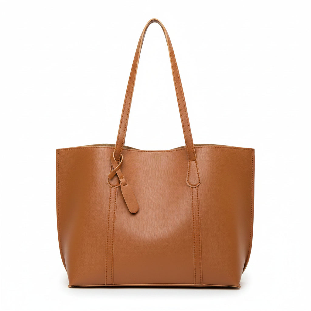 Tote Bag Femme Grande Capacité — Sac Cabas Polyvalent Élégant et Pratique Marron Clair
