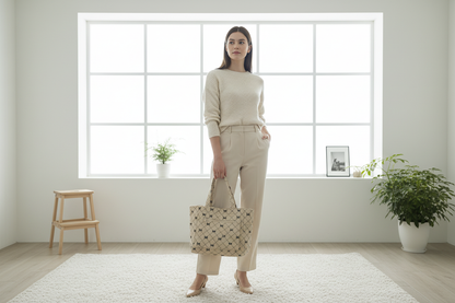 Tote Bag Femme Velours Côtelé Nœuds Cabas Matelassé 1
