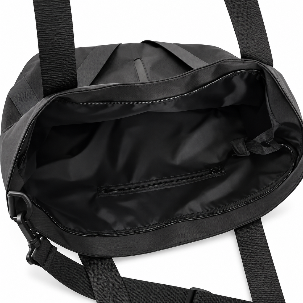 Tote Bag Femme et Homme en Nylon, Grande Capacité, Zippé avec Bandoulière ouvert
