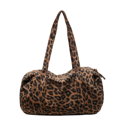 Tote Bag Léopard Femme Marron ou Gris, Tissu Souple, Zippé Marron Clair