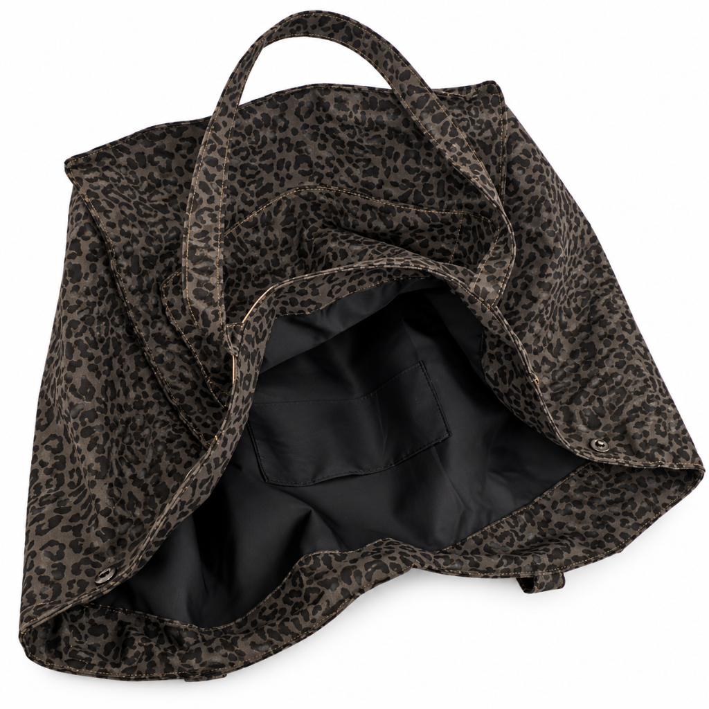 Tote Bag Léopard Femme, Toile Vintage Grande Capacité Ouvert