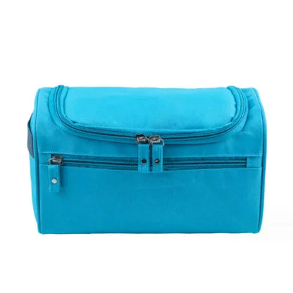 Trousse de Toilette Femme Double Compartiment en Oxford Bleu Clair– Grande Capacité, Organisateur Cosmétique