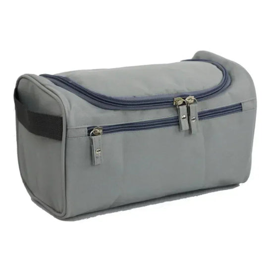 Trousse de Toilette Femme Double Compartiment en Oxford Gris – Grande Capacité, Organisateur Cosmétique