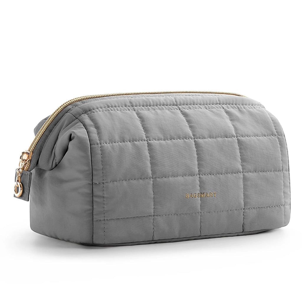 Trousse de Toilette Femme Matelassée Gris - Organisation Cosmétique Portable