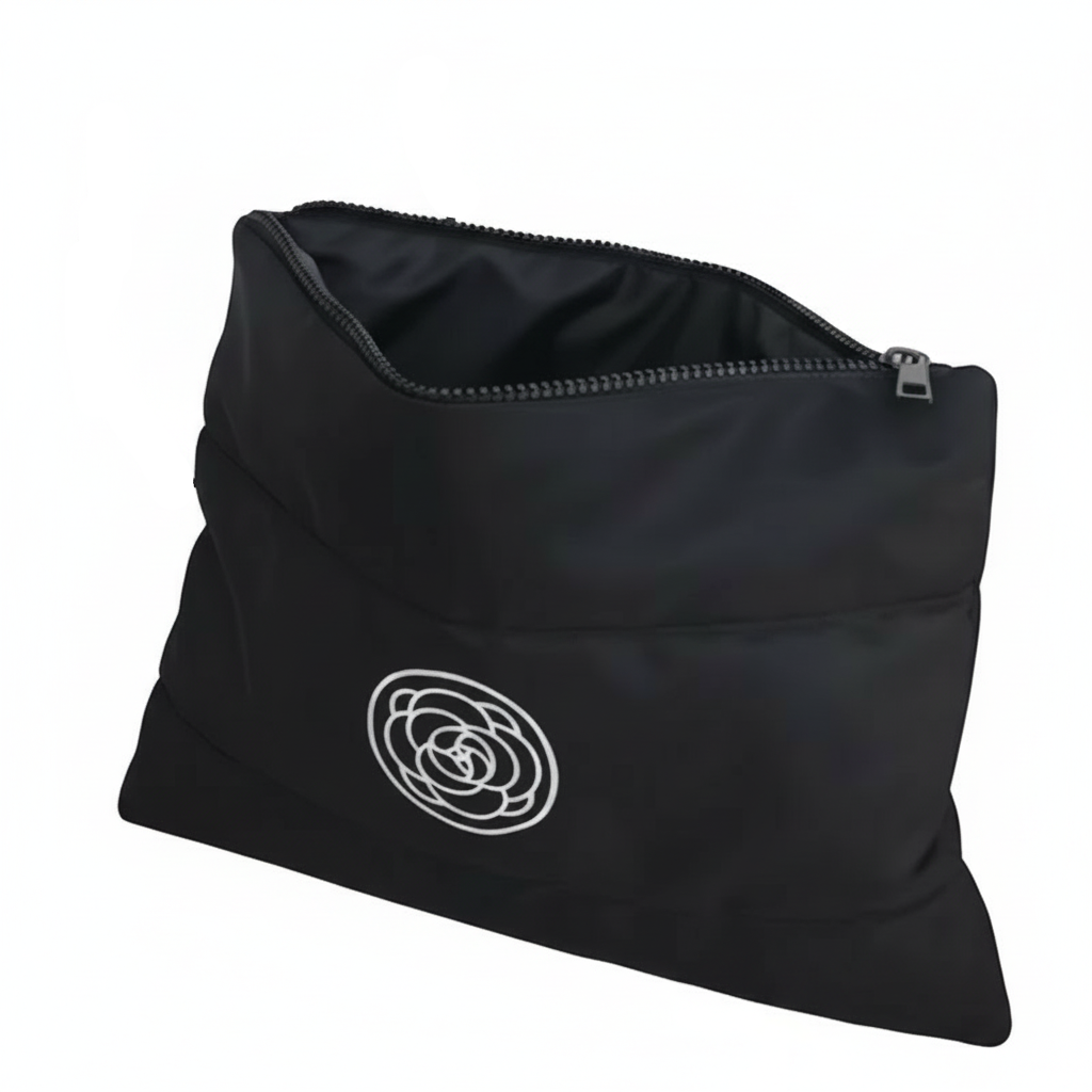 Trousse de Toilette Femme Matelassée Noir Double Compartiment.