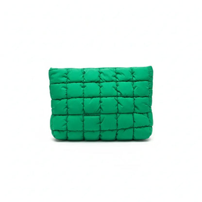 Trousse de Toilette Femme Matelassée en Coton Vert – Organisateur Élégant pour Cosmétiques et Hygiène