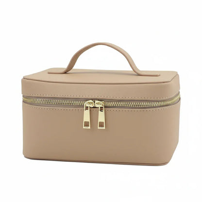 Trousse de Toilette Femme en Cuir Saffiano Nude  – Élégante, Pratique et Idéale pour le Voyage et le Maquillage