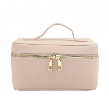Trousse de Toilette Femme en Cuir Saffiano Rose  – Élégante, Pratique et Idéale pour le Voyage et le Maquillage