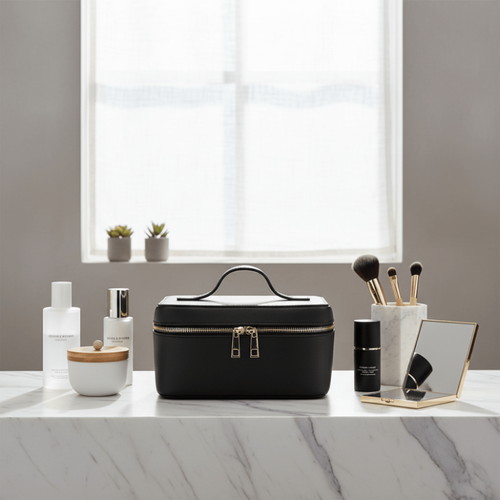 Trousse de Toilette Femme en Cuir Saffiano – Élégante, Pratique et Idéale pour le Maquillage