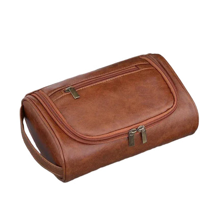 Trousse de Toilette Homme Premium en Similicuir Marron Foncé Modèle A – Voyage, Organisation et Élégance