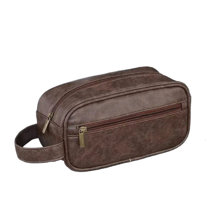 Trousse de Toilette Homme Premium en Similicuir Marron Foncé Modèle A – Voyage, Organisation et Élégance