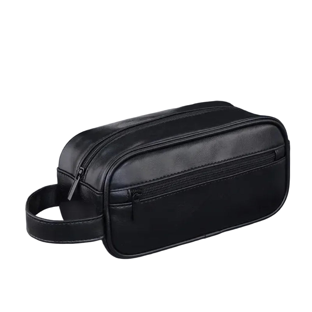 Trousse de Toilette Homme Premium en Similicuir Noir Modèle A – Voyage, Organisation et Élégance