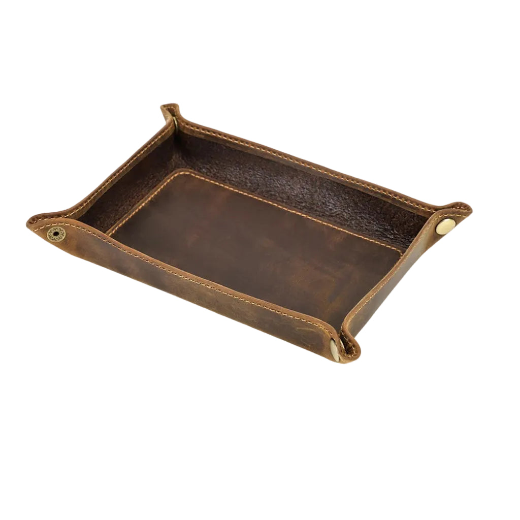 Vide-Poche En Cuir Véritable Pliable | Rangement Bureau & Entrée 17, 5 x 11,5 x 3,3 cm