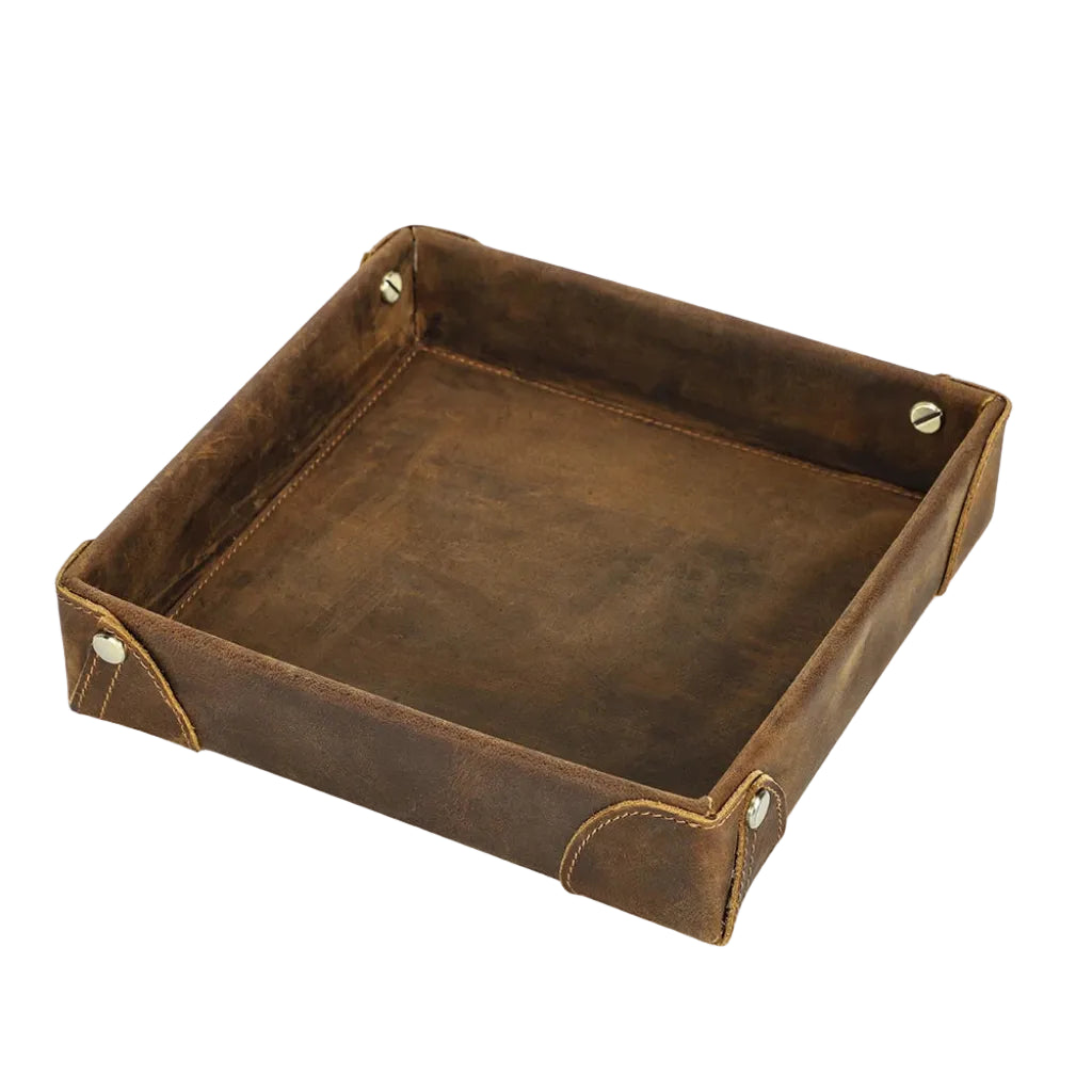 Vide-Poche en Cuir Véritable Vintage | Bureau, Entrée & Table de Nuit