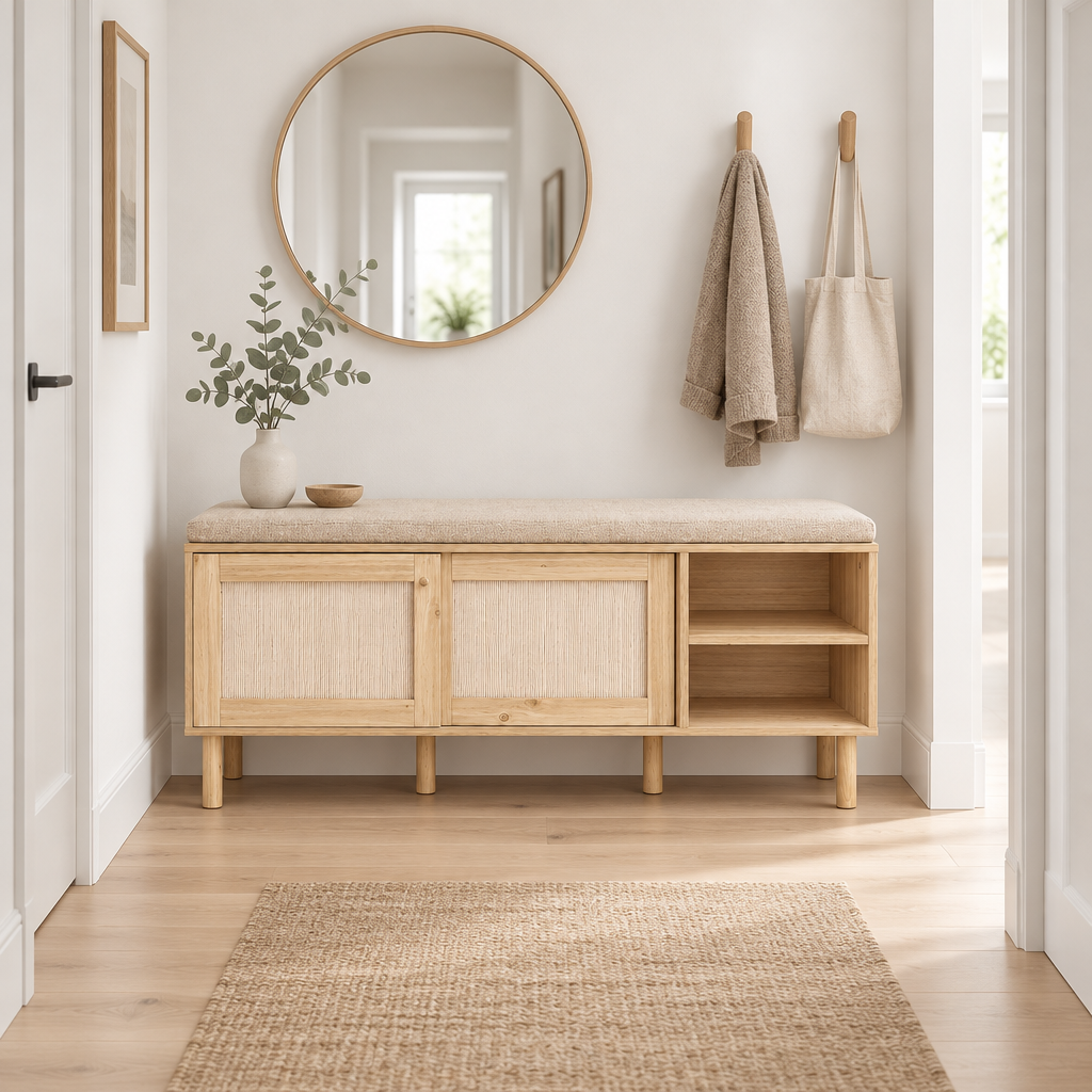 Banc dans un couloir scandinave