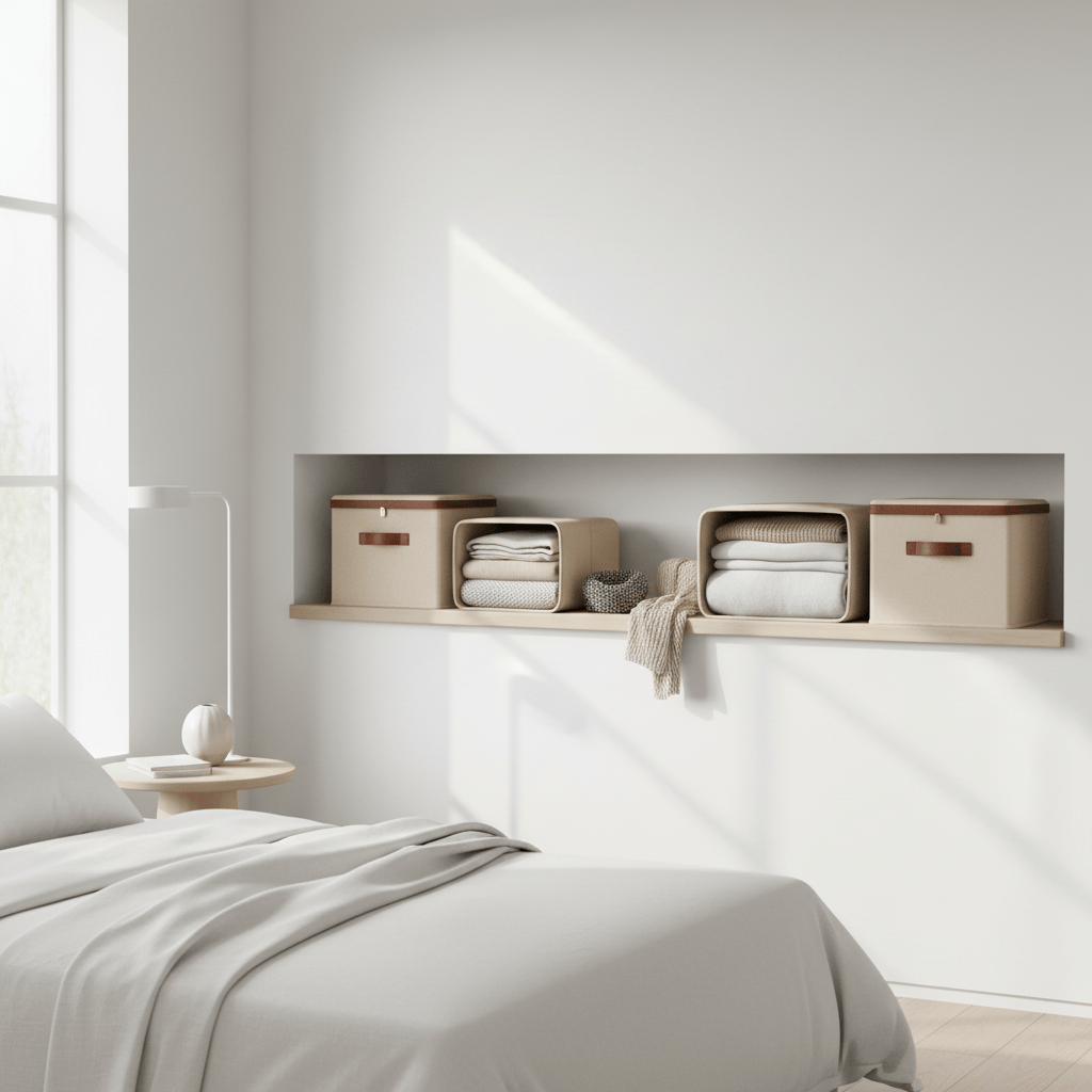 Boîte coton-lin avec bordures cognac