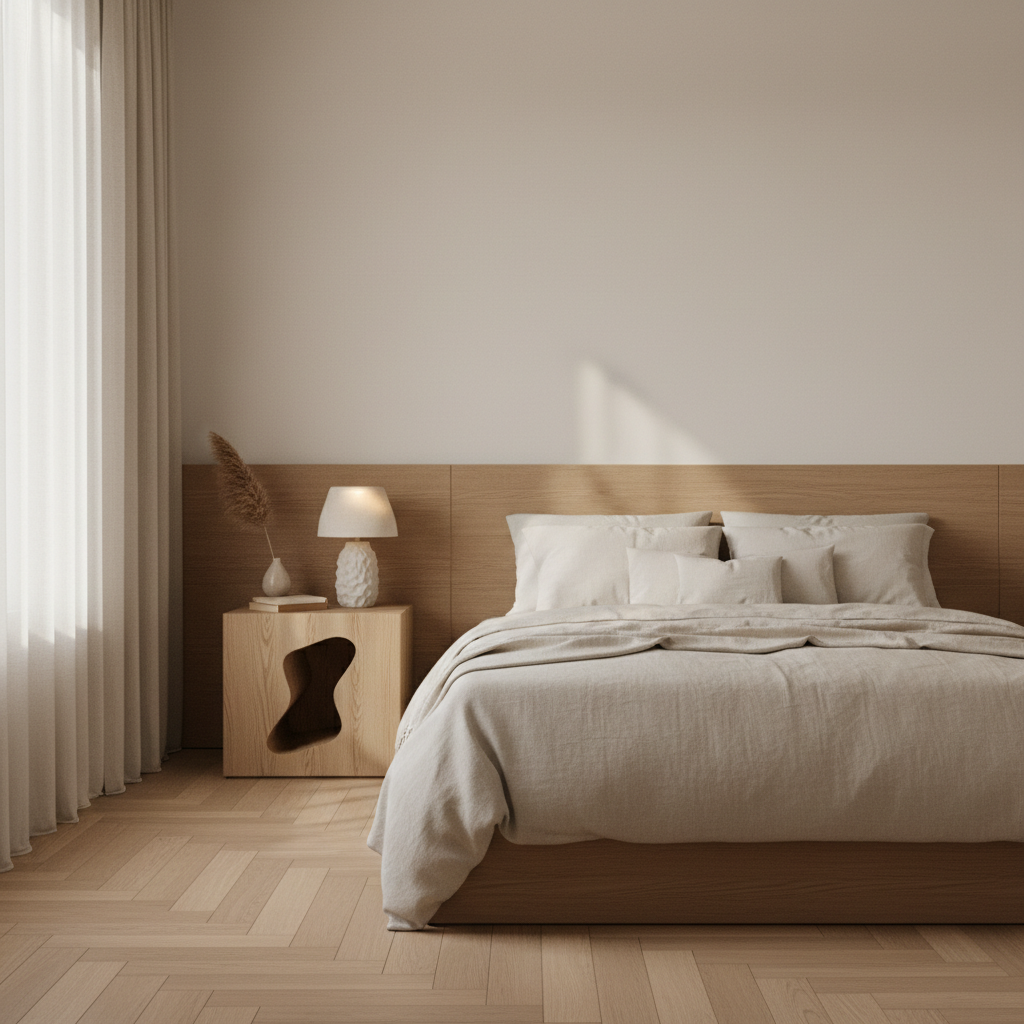 Chambre Japandi minimaliste