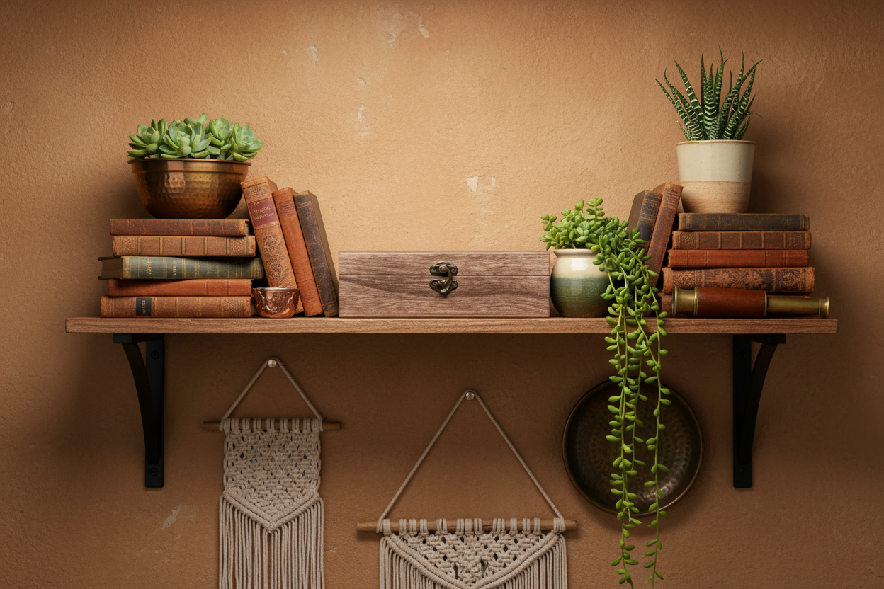 Coffre bois étagère rustique