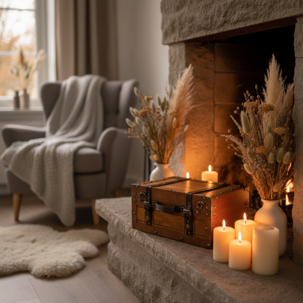 Coffre cheminée bougies
