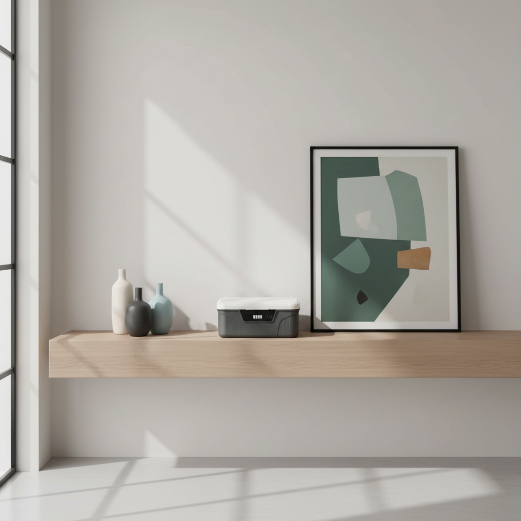 Coffre sur étagère flottante