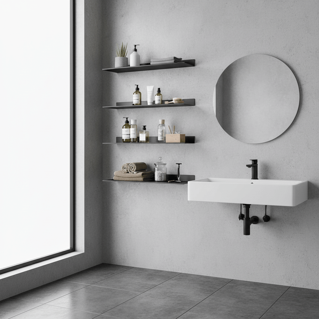 Composition modulaire d'étagères noires