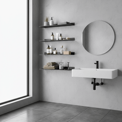 Composition modulaire d'étagères noires