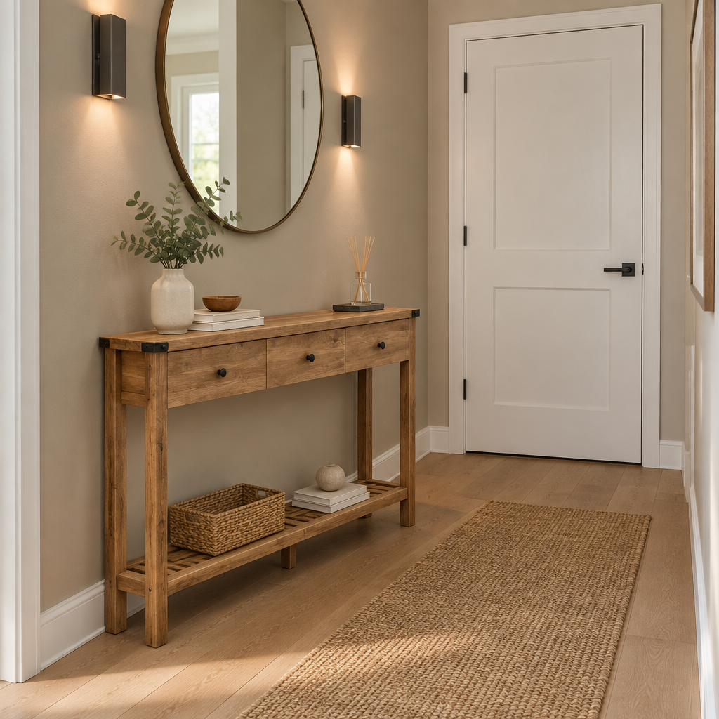 Console dans un couloir contemporain