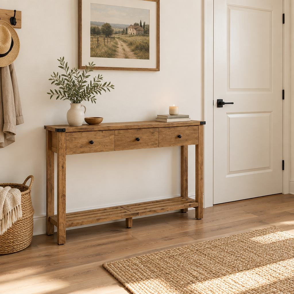 Console dans une entrée campagne chic