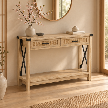 Console dans une entrée japandi