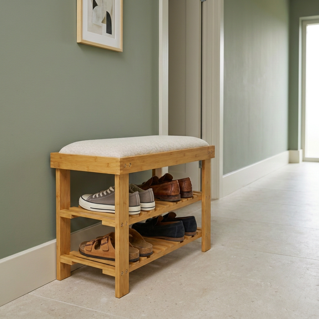 Couloir vert sauge avec davantage de chaussures