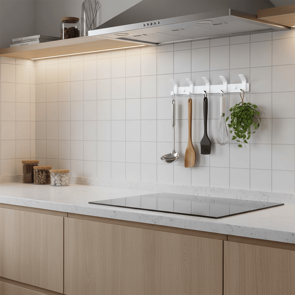 Crochets muraux blancs pour ustensiles