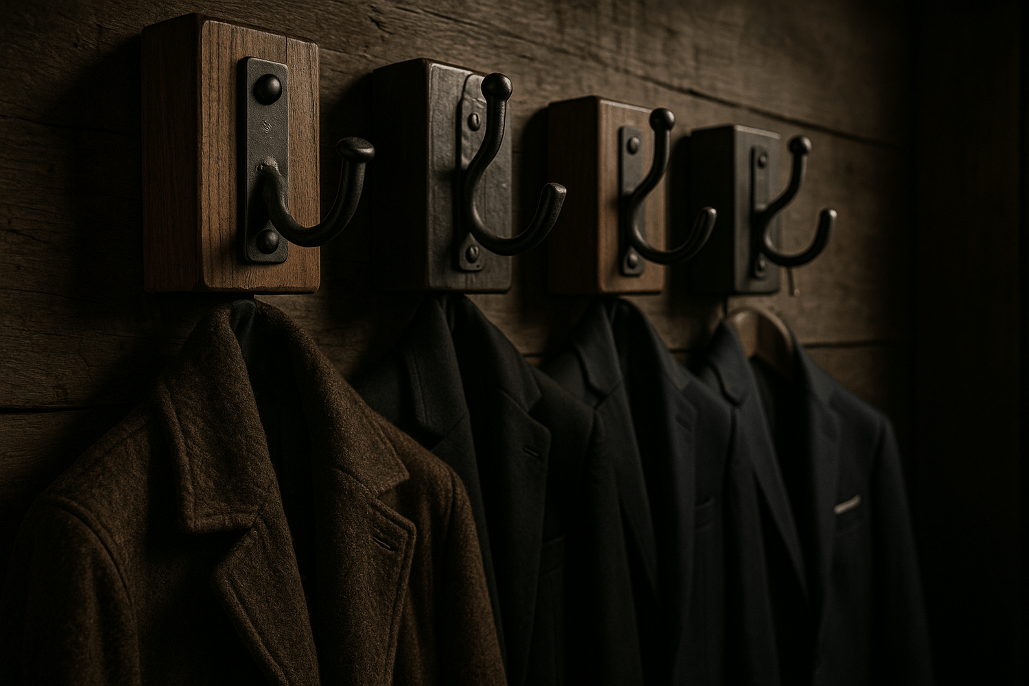 Crochets robustes en bois et métal