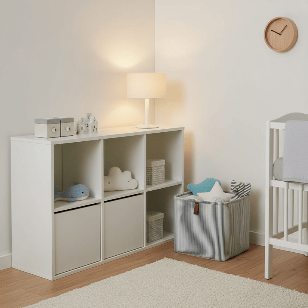 Cube bleu et blanc à rayures