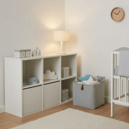 Cube bleu et blanc à rayures