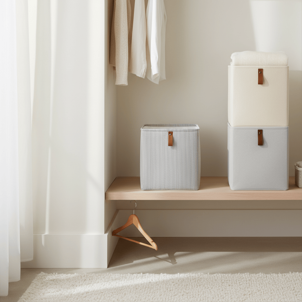 Cube gris à rayures dans placard