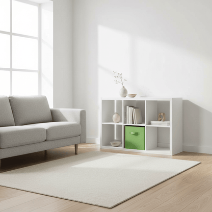 Cube vert dynamisant sur bibliothèque