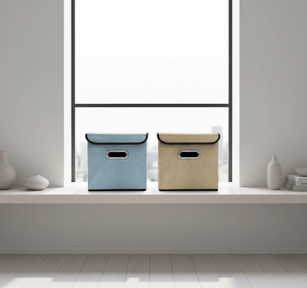 Cubes pastel et beige côte à côte